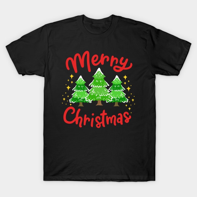 Merry Christmas Christmas Tree T-Shirt by KAWAIITEE